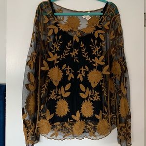 Sundance Embroidered Sheer Top with cami